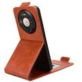 Huawei Mate 80/80 Pro lodret flip-etui med stativ - Brun