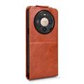 Huawei Mate 80/80 Pro lodret flip-etui med stativ - Brun