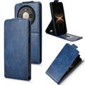 Huawei Mate 80/80 Pro lodret flip-etui med stativ - mørkeblå