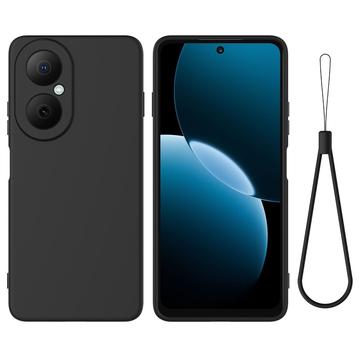 Huawei Nova Y73 Flydende silikone cover med håndrem - sort