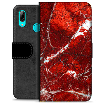 Huawei P Smart (2019) Premium Flip Cover med Pung - Rød Marmor
