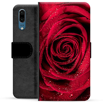 Huawei P20 Premium Flip Cover med Pung - Rose