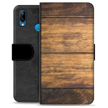 Huawei P20 Lite Premium Flip Cover med Pung - Træ