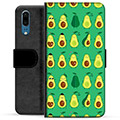 Huawei P20 Premium Flip Cover med Pung - Avocadomønster