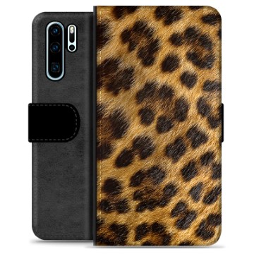 Huawei P30 Pro Premium Flip Cover med Pung - Leopard