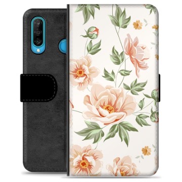 Huawei P30 Lite Premium Flip Cover med Pung - Floral