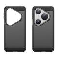 Huawei Pura 80 Pro/80 Pro+/80 Ultra Børstet TPU Cover - Karbonfiber - Sort