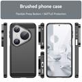 Huawei Pura 80 Pro/80 Pro+/80 Ultra Børstet TPU Cover - Karbonfiber - Sort
