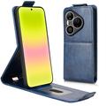 Huawei Pura 90 Pro lodret flip-etui med stativ - mørkeblå