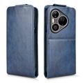 Huawei Pura 90 Pro lodret flip-etui med stativ - mørkeblå