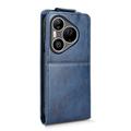 Huawei Pura 90 Pro lodret flip-etui med stativ - mørkeblå