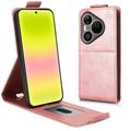 Huawei Pura 90 Pro lodret flip-etui med stativ - rosaguld