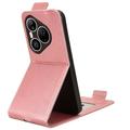 Huawei Pura 90 Pro lodret flip-etui med stativ - rosaguld