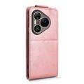 Huawei Pura 90 Pro lodret flip-etui med stativ - rosaguld