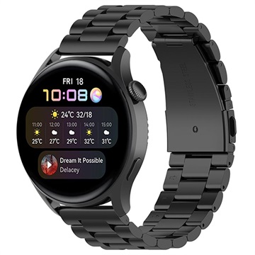 Huawei Watch 3/3 Pro Rustfrit Stål Rem - Sort