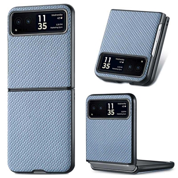 Motorola Razr 40 Hybrid Cover - Karbonfiber - Blå