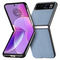 Motorola Razr 40 Hybrid Cover - Karbonfiber - Blå