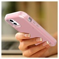 iPhone 12 Mini Hybrid Cover med Spejl og Kortholder - Pink