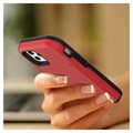iPhone 12/12 Pro Hybrid Cover med Spejl og Kortholder - Rød