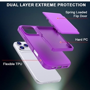 iPhone 17 Pro Max Hybrid Cover med Spejl og Kortholder - Lilla