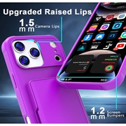 iPhone 17 Pro Max Hybrid Cover med Spejl og Kortholder - Lilla