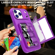 iPhone 17 Pro Hybrid Cover med Spejl og Kortholder - Lilla