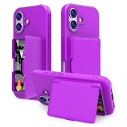 iPhone 17 Hybrid Cover med Spejl og Kortholder - Lilla