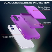 iPhone 17 Hybrid Cover med Spejl og Kortholder - Lilla