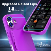 iPhone 17 Hybrid Cover med Spejl og Kortholder - Lilla