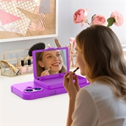 iPhone 17 Hybrid Cover med Spejl og Kortholder - Lilla