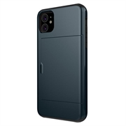 iPhone 11 Hybrid Cover med Glidende Kortslot - Mørkeblå