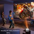 IMC880 bærbar miniprojektor med 4K-videodekodning - Android 14 - hvid