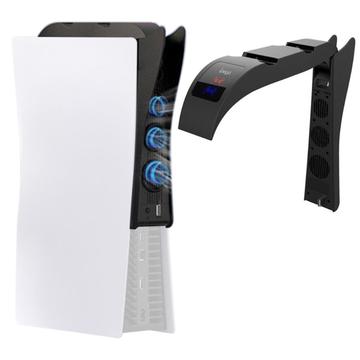 IPEGA PG-P5015 2 i 1 til PS5 Dual Controller Opladningsstativ med køleventilator Headset Opbevaringsstativ