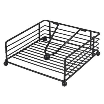 Servietholder i jern med papirpresse - sort