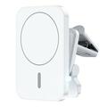 JJT-987 15W QI Trådløs MagSafe oplader til bil/bilholder med ventilationsklips - MagSafe-kompatibel - hvid