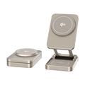 JJT-C42 Qi2 3-i-1 sammenklappelig magnetisk trådløs oplader i aluminiumslegering - 15W - titanium