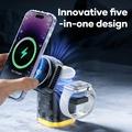 JJT-C53 5-i-1 magnetisk trådløs oplader med køler - Qi 2.2, 25W - sort