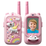 JK200 Video Walkie-Talkie til børn med kamera - 2 stk. - Lyserød enhjørning