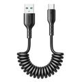 Joyroom 3A Easy-Travel oprullet USB-A til USB-C-kabel til hurtig opladning - 1.5m - Sort