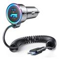 Joyroom JR-CL07 3-i-1 kablet hurtig biloplader 72W - USB-C, USB-A - Sort
