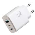 Joyroom JR-TG6 GaN 3-ports 30W vægoplader - USB-C/Lightning/USB-A - hvid