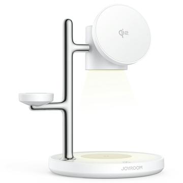 Joyroom JR-W23 Qi2 4-i-1 magnetisk trådløs oplader 15W med natlys - hvid