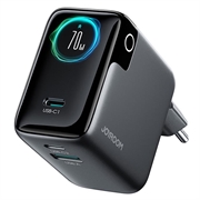 Joyroom PODIX TF70 70W GaN-oplader - 2x USB-C, USB-A, digitalt display - Anløbning