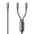 Joyroom S-A57 USB-C til 2x USB-C-opladerkabel - 100W, 1.5m - grå
