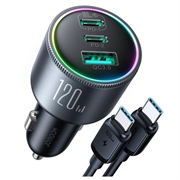 Joyroom kraftfuld 3-ports PD QC-billader inkl. 1.2m USB-C-kabel - 145W - mørkegrå