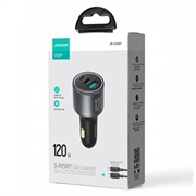 Joyroom kraftfuld 3-ports PD QC-billader inkl. 1.2m USB-C-kabel - 145W - mørkegrå