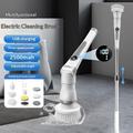 K-109 trådløs elektrisk rengøringsbørste med 4 børstehoveder og 3 hastigheder - grå