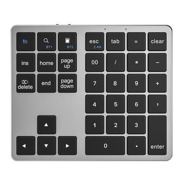 K-35 Bluetooth Keypad Slim 35-Keys Computer Laptop Keyboard Tablet Accessories - Sort Grå