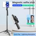 K06 Magnetisk Bluetooth-selfiestang med to arbejdslamper - 170cm - sort