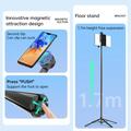 K06 Magnetisk Bluetooth-selfiestang med to arbejdslamper - 170cm - sort